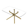 Modern Minimalist Glass Dining Table With 0.39" Tempered Glass Top & en Metal Legs For 6 - 8 People - Golden
