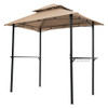 Outdoor Grill Gazebo With Double Tier Soft Top Canopy, Steel Frame, Bar Counters & Hook