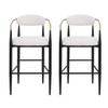 Barstools (Set of 2), Counter Height Upholstered Bar Stools With Backs And Iron Legs For Kitchen Island - Beige
