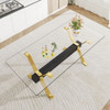 Modern Tempered Glass Dining Table With Metal Legs And Crossbars - Transparent