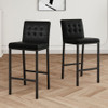 Modern Design High Stool With Metal Legs For Kitchen And Restaurant (Set of 2) - Black