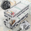 Twin Over Twin Bus Shaped Bunk Bed With Wheels And Storage - Gray / White