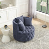 Modern Upholstered Swivel Chair With Button Tufted Design And Movable Wheels