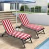 2 Pieces Set Outdoor Lounge Chair Cushion Replacement Patio Furniture Seat