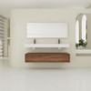 Contemporary Wall Mounted Bathroom Vanity With Dual Resin Sink And Soft Close Drawer
