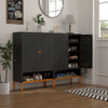Gjg Hua - Shoe Cabinet With Ergonomic Steel Handle And Breathable Butterfly Door - Black
