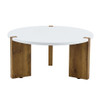 Minimalist Circular Coffee Table With Embedded Leg Design - White / Wood