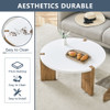 Minimalist Circular Coffee Table With Embedded Leg Design - White / Wood