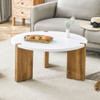 Minimalist Circular Coffee Table With Embedded Leg Design - White / Wood