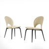 Modern Chairs With Metal Legs & Backrest, (Set of 2) For Living Room & Dining Room - White