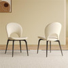 Modern Chairs With Metal Legs & Backrest, (Set of 2) For Living Room & Dining Room - White
