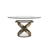 Modern Round Glass Top Dining Table With Carbon Steel Legs - White