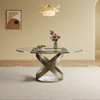 Modern Round Glass Top Dining Table With Carbon Steel Legs - White