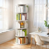 5 Tier Rotating Bookshelf, 360° Spinning Design, Space Saving Storage, For Home And Office - White