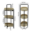 Farmhouse Style 3 Tiers Tray Tables Paper Rope Woven Side Table With Oval Storage Basket - Natural
