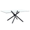 Modern Minimalist Rectangular Glass Dining Table For 6 - 8 With Tempered Glass Top And Metal Legs - Black / Transparent