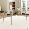 Minimalist Rectangular Dining Table With Transparent Glass Top And Metal Legs