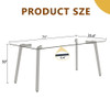 Minimalist Rectangular Dining Table With Transparent Glass Top And Metal Legs
