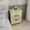 Hollow Carved 3 Drawer Cabinet Dresser Storage Chest With Metal Handles For Living Room Bedroom - Natural