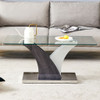 Artistic Rectangular Coffee Table With Tempered Glass Countertop
