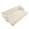 Elegant 3 Seater Sofa Set With Ottomans And Pillows Frame, Textured - White
