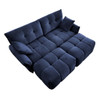 Cozy Plush 2 Seater Sofa Set With Ottomans And Throw Pillows - Blue