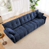 Modern 3 Seater Sofa Set And Pillows Frame, Textured Cover - Blue