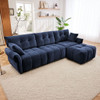 Elegant 3 Seater Sofa Set With Ottoman And Pillows, Textured, High Resilience Cushions - Blue