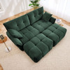 Cozy Plush 2 Seater Sofa Set With Ottomans And Throw Pillows, Ideal For Living Spaces - Green
