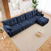 Modular 4 Seater Sofa With Ottoman, Configurable Frame, Premium - Blue