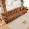 Modern 4 Seater Sofa With Solid Wood Frame, High Resilience Cushions - Burnt Orange