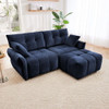 Modern Fabric 2 Seater Sofa With Ottoman Minimalist Design - Blue