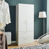Emma - 2 Door Wood Closet With 2 Drawers And Hanging Bars - White