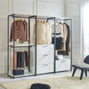 Fiona - Freestanding Walk In Wood Closet System, Metal Frame Melamine - White