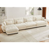 Modern Sectional Sofa With Ottoman, Round Bolster Armrests, Waist And Throw Pillows