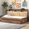 Full Wood Daybed With Upholstered Storage Shelves USB Ports And 2 Drawers - Wood
