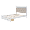 Elegant Wood Queen Size Platform Bed With Upholstered Headboard Led And Storage Drawers In Antique - Antique White