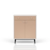 Contemporary Bar Cabinet With Large Storage - White / Pecan
