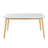 Dining Table With Splayed Rubberwood Legs & Faux Wood Tabletop, Mid Century Modern - White Oak