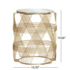 Round Table With Marble Top And Metal Base - Gold / Natural