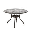 Tranquilius - Outdoor Round Dining Table With Lattice Tabletop, Umbrella Hole And Curved Legs