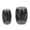 Modern Outdoor Metal End Table Set With Durable Iron Frame - Black