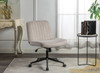 Cross Legged Office Chair, Wide Comfty Desk Chair, Vanity Home Chair, Armless Computer Task Chair With Wheels, Swivel And Height Adjustable - Beige