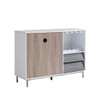 Wooden Display Rack, Cabinet With Drawer, Holds 6 Wine Glass - White / Dark Taupe Wooden Display Rack, Cabinet With Drawer, Holds 6 Wine Glass - White / Dark Taupe