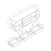 Modern TV Stand With Four Open Shelves And Three Storage Drawers - White Oak