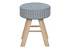 Ottoman, Pouf, Footrest, Foot Stool, Round Velvet, Natural Wood Legs, Contemporary, Modern