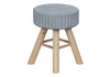 Ottoman, Pouf, Footrest, Foot Stool, Round Velvet, Natural Wood Legs, Contemporary, Modern