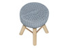 Ottoman, Pouf, Footrest, Foot Stool, Round Velvet, Natural Wood Legs, Contemporary, Modern