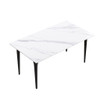 63" Modern Artificial Stone White Straight Edge Black Metal Leg Dining Table, 6 People - White / Black