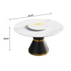 53" Modern Artificial Stone Round Carbon Steel Base Dining Table, Can Accommodate 6 People, Artificial Stone Turntable - White / Black